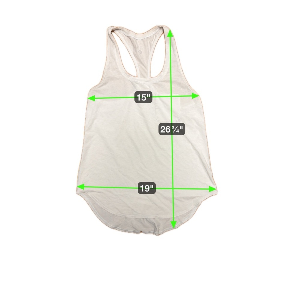 Lululemon Yogi Racerback Tank White Size 2 – Long Length Pocket Yoga Top - Picture 4 of 4